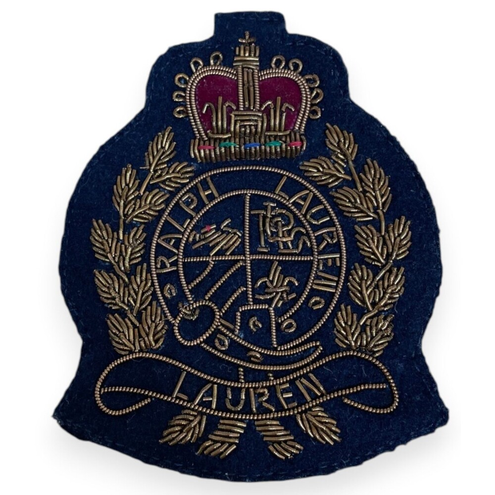 Lauren Ralph Lauren Royal Crown Crest Patch Embroidered Navy Gold Bullion